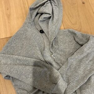 gray cropped zip up hoodie in perfect condition!